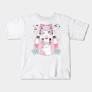 Anime style girl color pink Kids T-Shirt